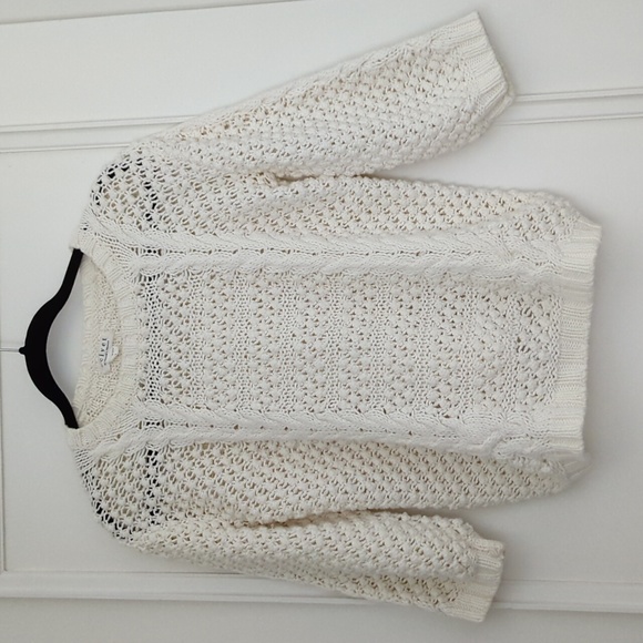 Velvet by Graham & Spencer, S, cream cable knit bubble sweater - Picture 1 of 4